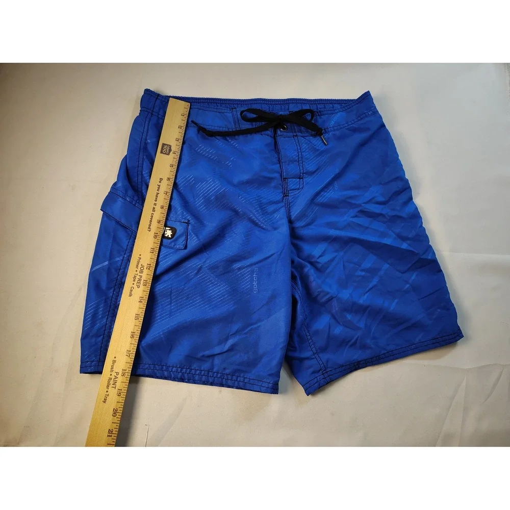 Vintage Gotcha Surf Board Shorts Blue Striped Cargo Pocket Mesh Lined Men's Sz M